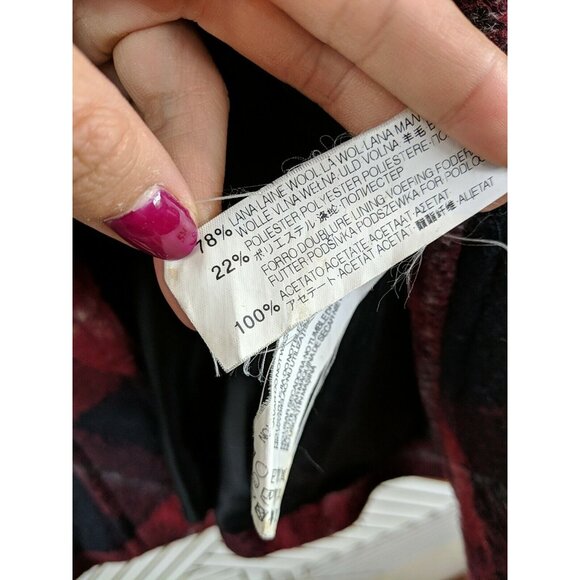 Zara Basic Plaid Jacket Coat Wool Size Small Blue Red Hooded - Picture 2 of 8